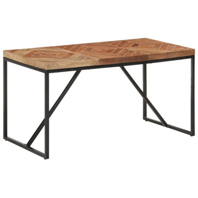 Byxbee Acacia and Mango Rectangular Wood Top Dining Table with Steel Base