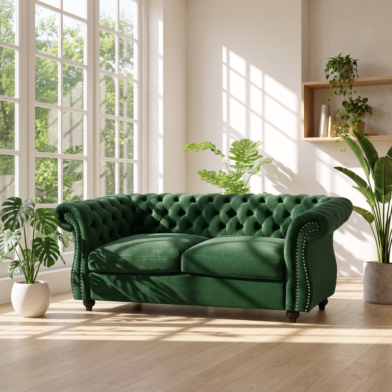Canapé Chesterfield deux places en velours capitonné Christopher Knight Home, 157 cm L x 86 cm P x 70,5 cm H