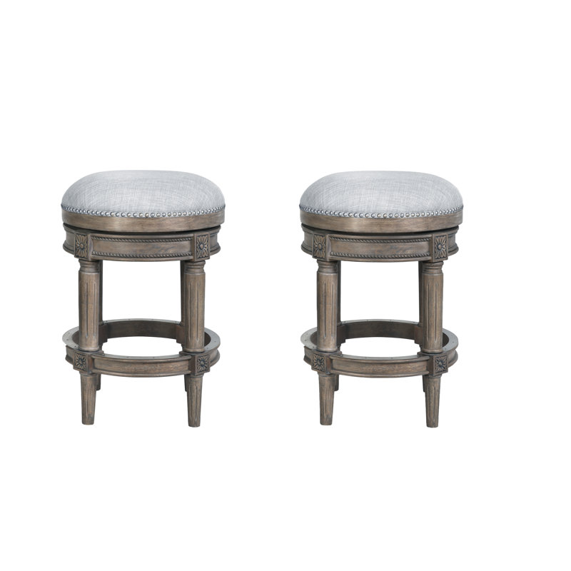 Mehar Swivel Backless Bar & Counter Stool, Weathered Gray, 2, Counter Stool (26'' Seat Height)