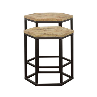 Natural And Black 2-Piece Nesting Table