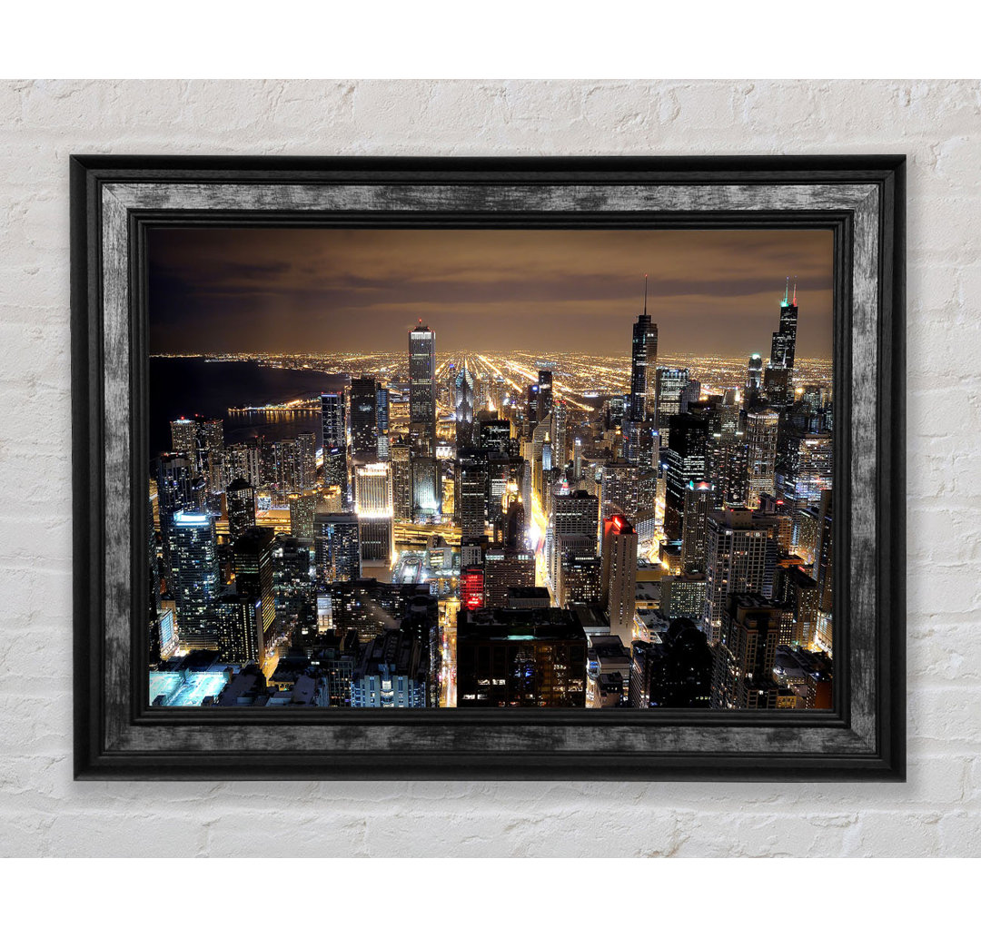 Chicago Skyline Nights - Einzelne Bilderrahmen Kunstdrucke