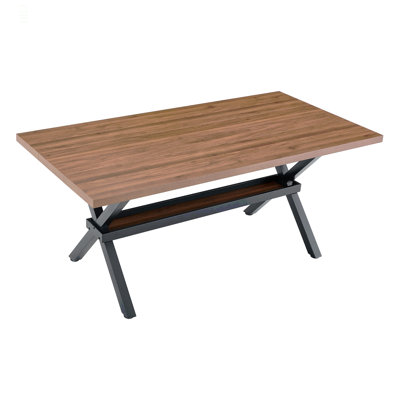 71 * 35.4 Inch  MDF Splicing Desktop With X-Shaped Metal Frame Dining Table. Modern Industrial Style Multifunctional Dining Table For Household Dining, Suitable For 6-8 People.