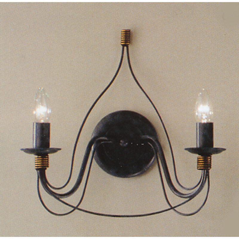 Aries Iron Candle Wall Light, Green antique