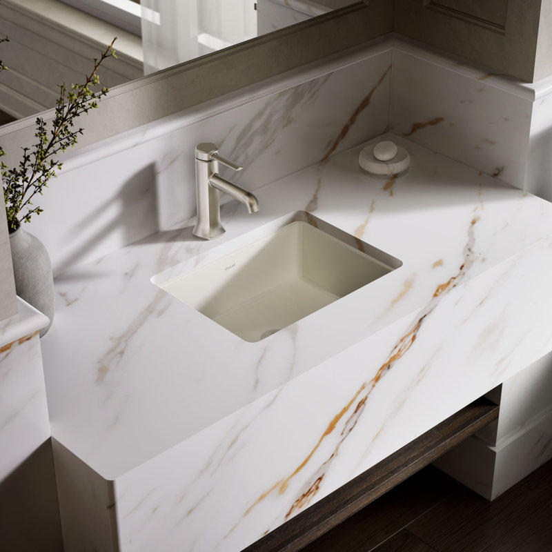 Under-Mount Bathroom Sink, Biscuit