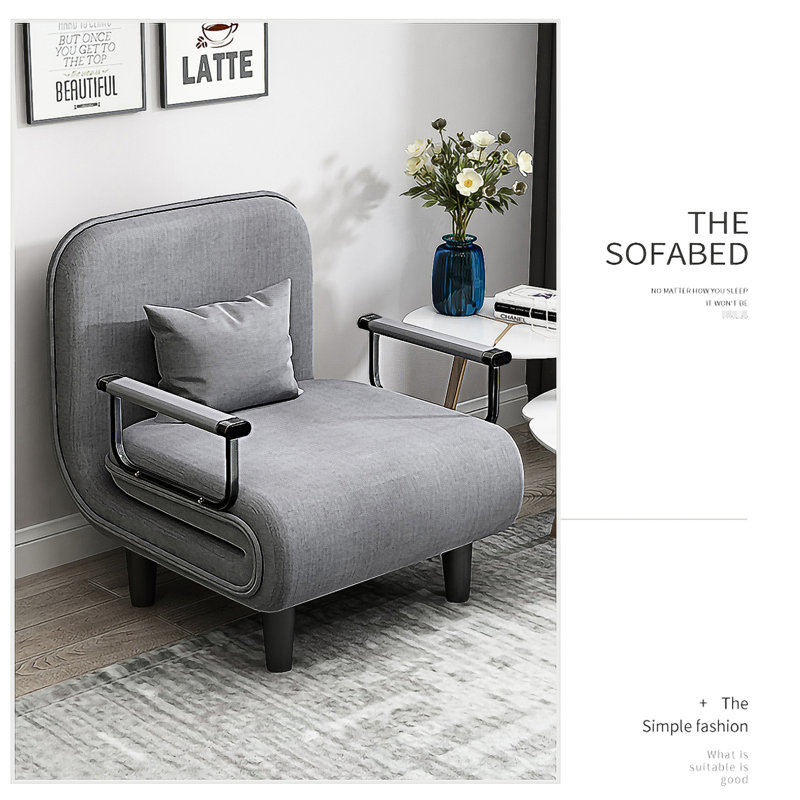 Chaise de lit convertible grise - éponge fine, structure en métal stable, pliante relaxante