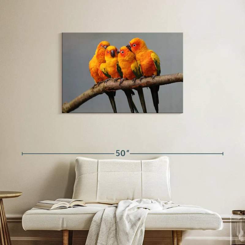 Wild Sun Parakeets, 24" H x 36" W