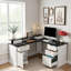 Bureau en L 59 po avec station de charge, bureau en L Executive avec tiroirs, armoire de rangement et support pour écran, bureau en coin