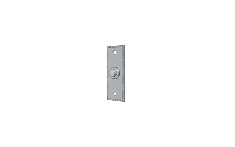 Bouton de sonnette rectangulaire avec motif de corde, en chrome brossÃ©