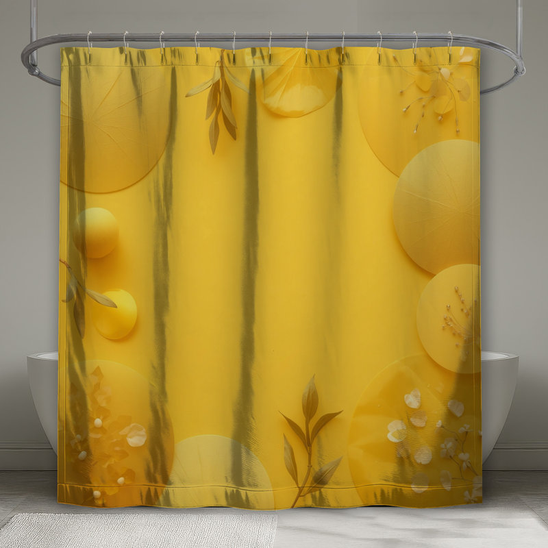 Rideaux de douche à motif floral jaune très longs, 70in W x 72in H