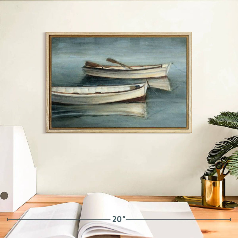 Petites eaux calmes I, Cadre flottant en bois naturel, 13 po x 9 po