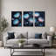 Art mural sur toile de cactus bleu et rose sur fond sombre-893301350
