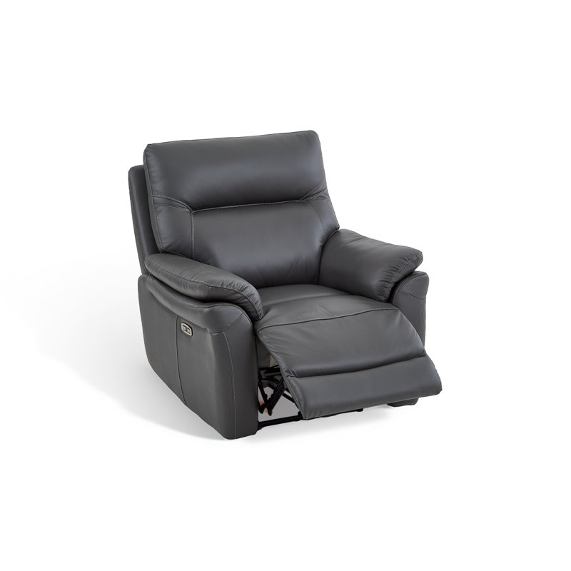 99cm Wide Leather Match Standard Recliner, Leather Match - Grey