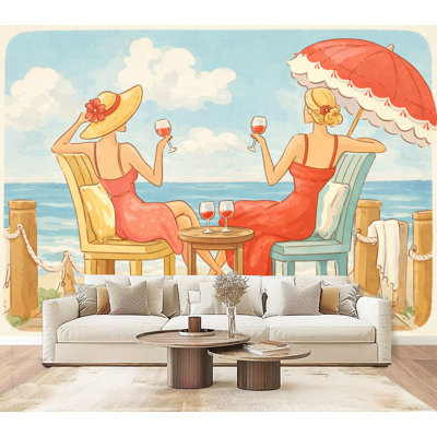 Papier peint auto-adhésif Friends Jetty Beach Girls