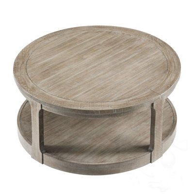 2 Tier Traditional Round Coffee Table with Wheels