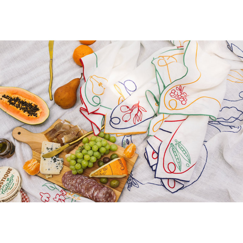 Fete Embroidered Linen Napkins