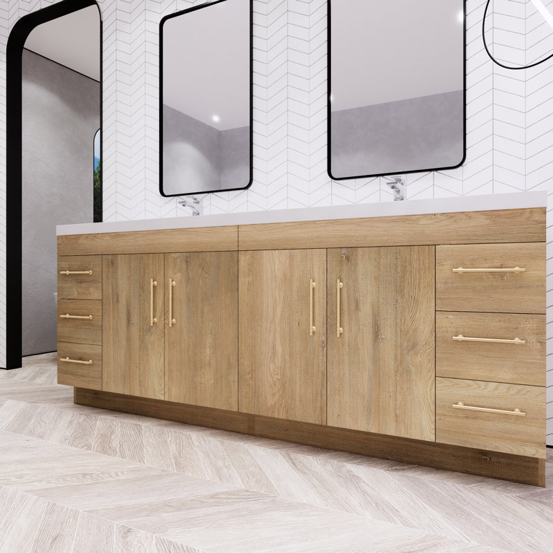 Ensemble de meuble-lavabo double 84 po Irline, Chêne
