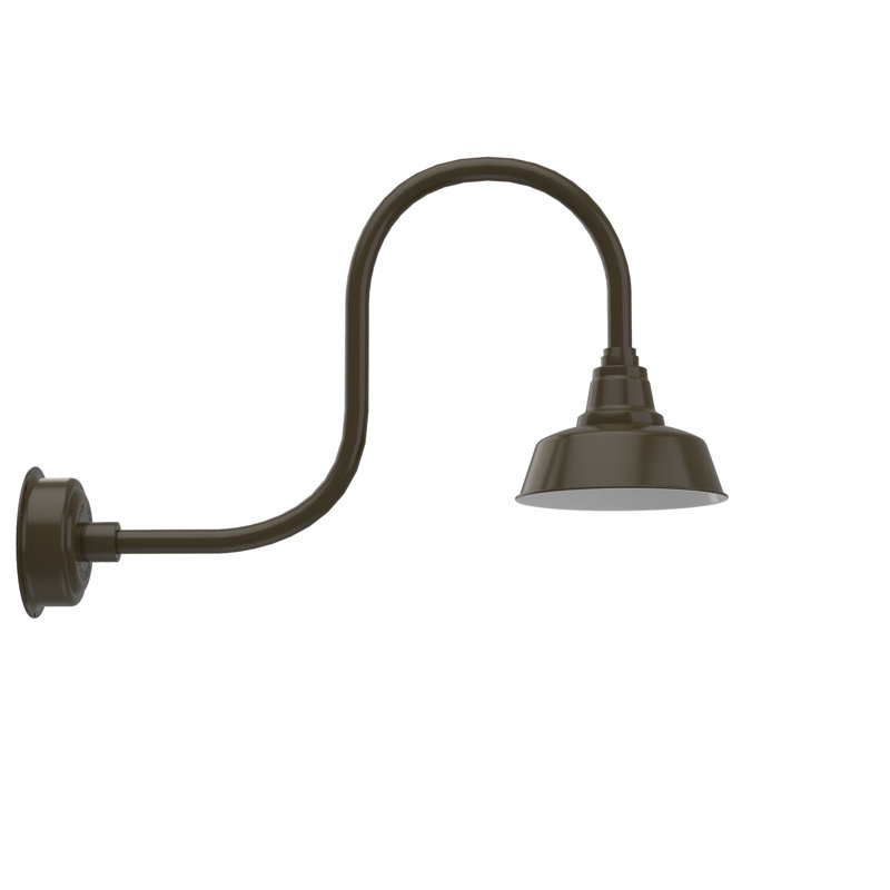 Luminaire de grange d'extérieur à DEL Vandervliet, H 9 po x l 10 po x P 17 po, Bronze acajou