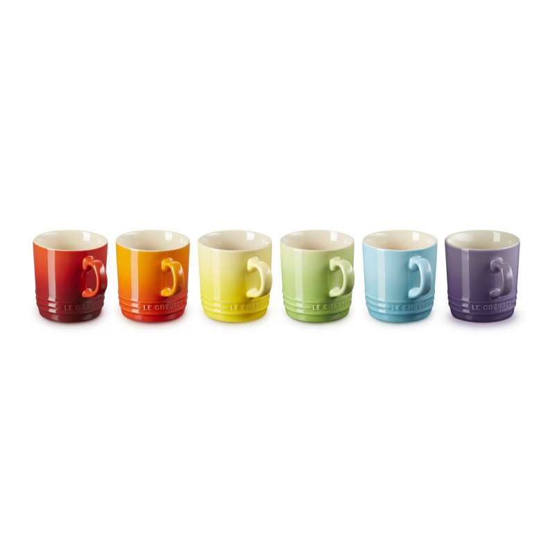 Le Creuset Stoneware Set of 6 Rainbow Cappuccino Mugs (200ml)