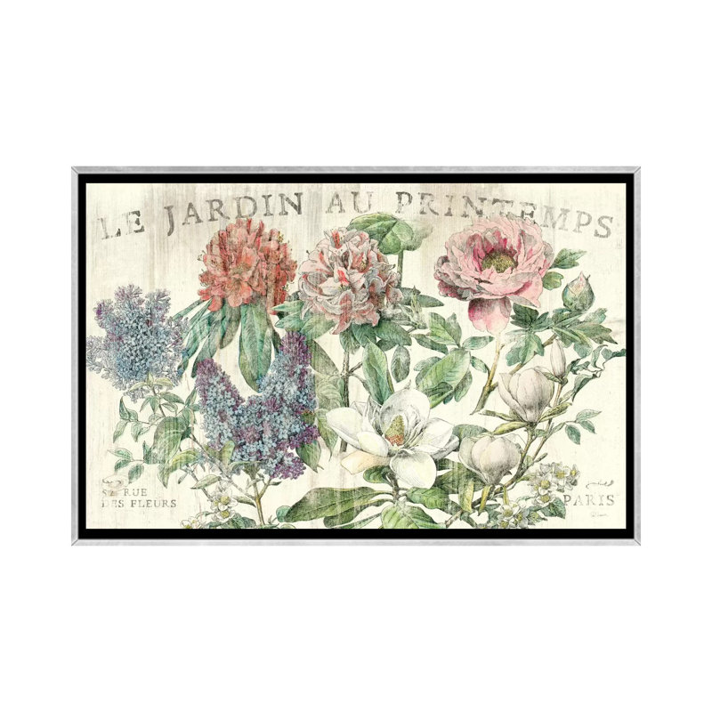 Arlesa Giana Le Jardin Printemps by Sue Schlabach - Wrapped Canvas Print, 26" H x 40" W x 1.5" D, Silver Framed