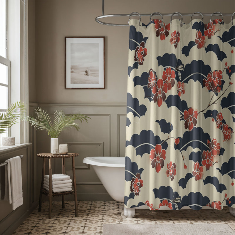 Rideaux de douche 1 pièce Traditional Nippon, H 74 po x l 71 po