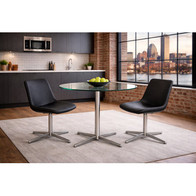 Ensemble bistro 3 pièces avec table en verre 32 po et 2 chaises rembourrées Eiffel