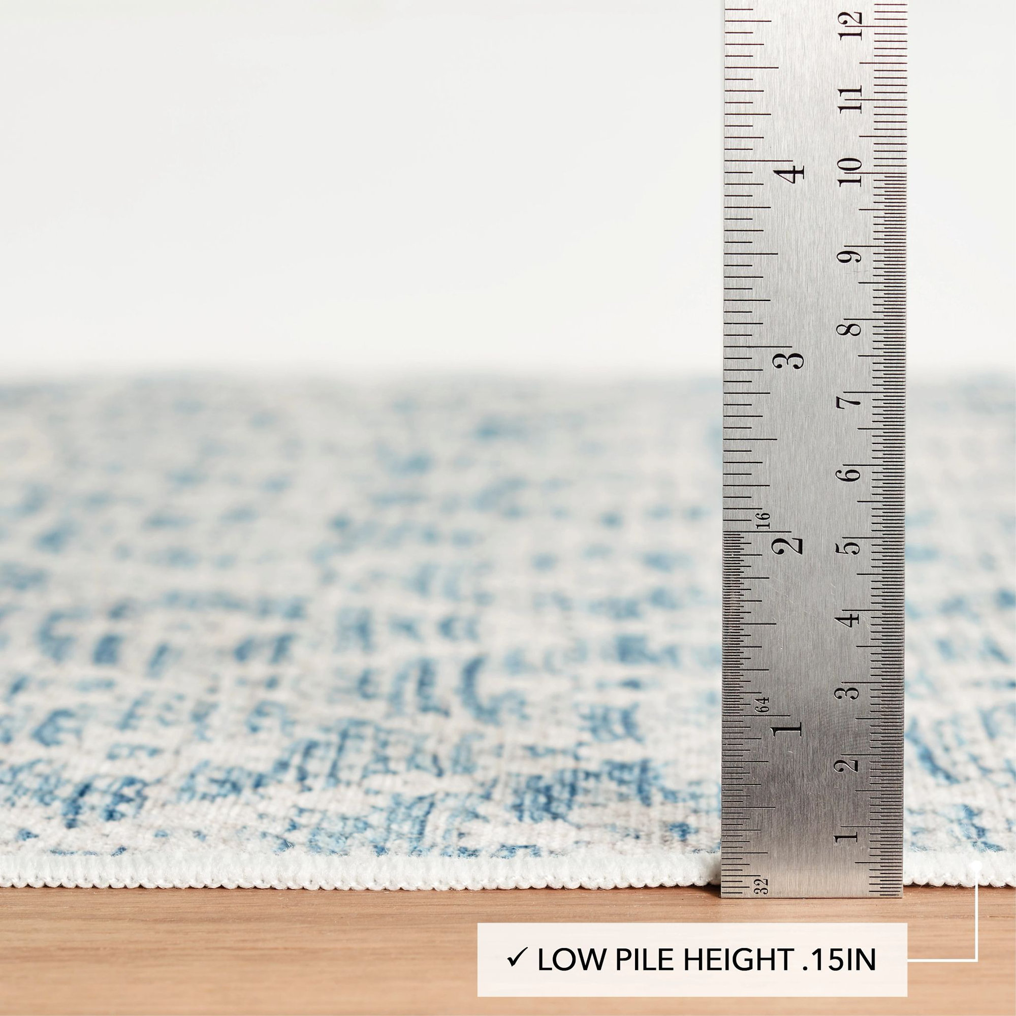 Melange Diamond Blue Machine Washable Rug, Rectangle 2' x 3'