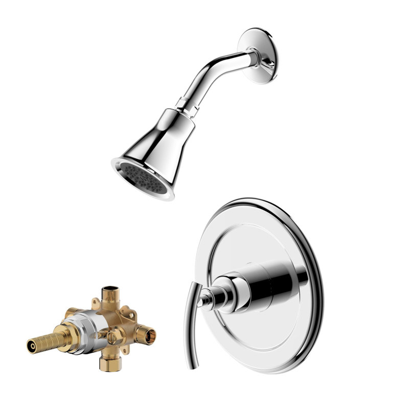 Kree Sweep Shower Trim Only: 3.25" Round Shower Head, Single Handle Set & Rough-in Valve Included - Chrome Polished