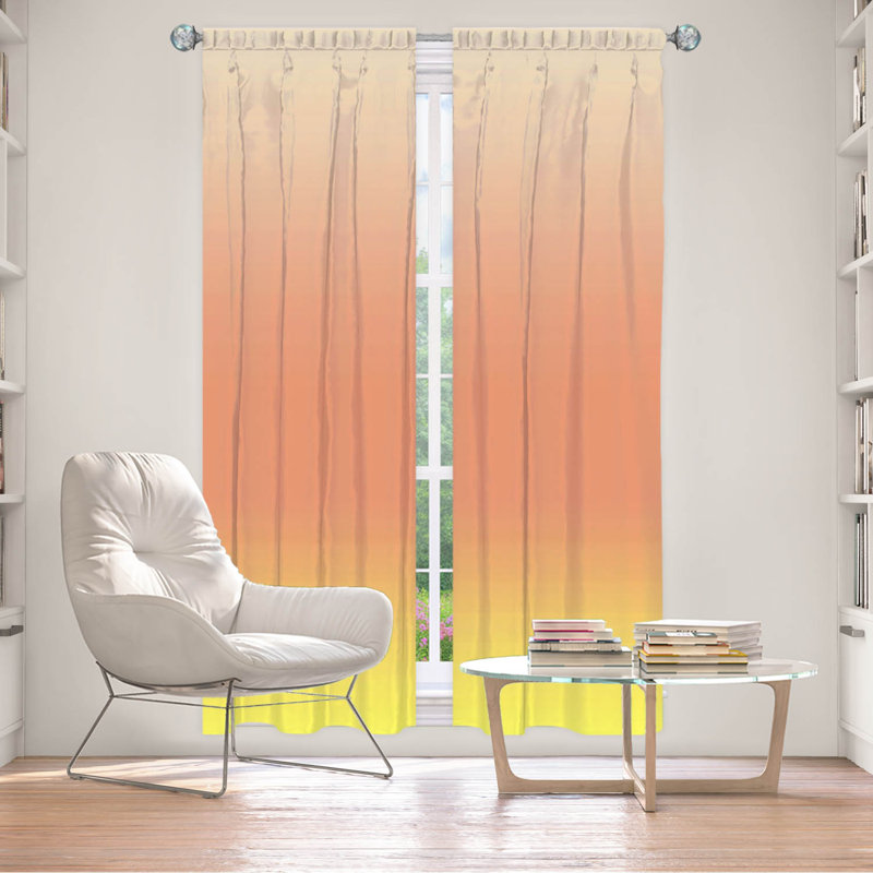 Vandela Room Darkening Curtain Pair, 20" W x 82" L, Yellow/Orange