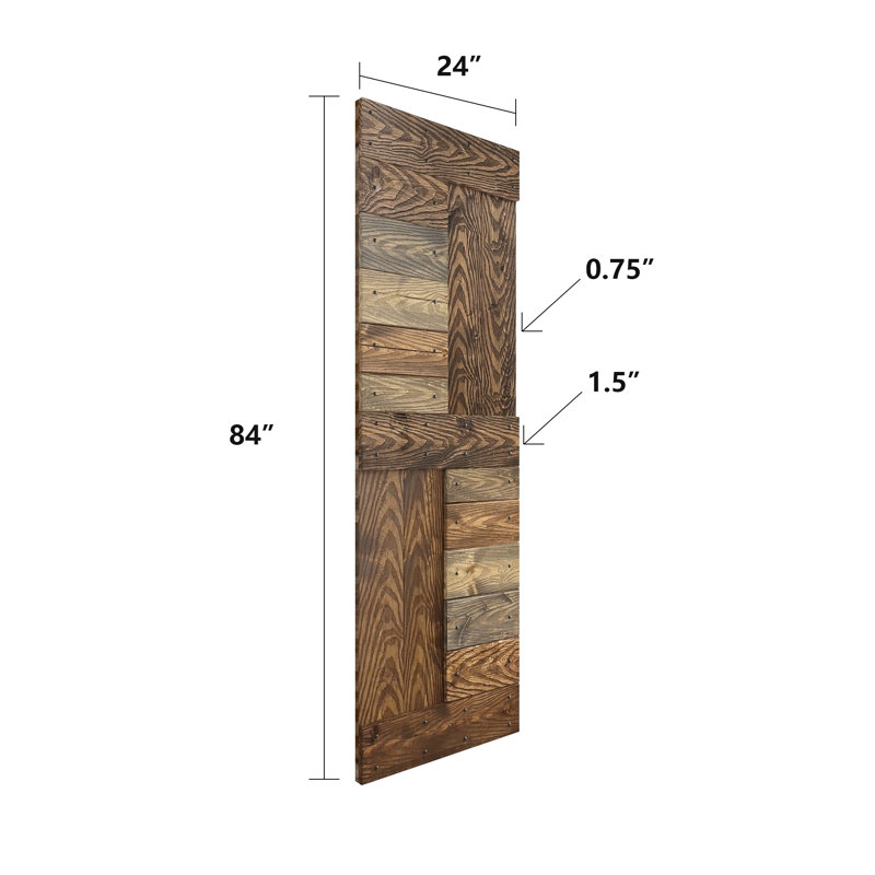 Porte de grange coulissante en bois noueux bricolage Coast S Sequoia EMBossing S Series sans quincaillerie, 24 po x 84 po