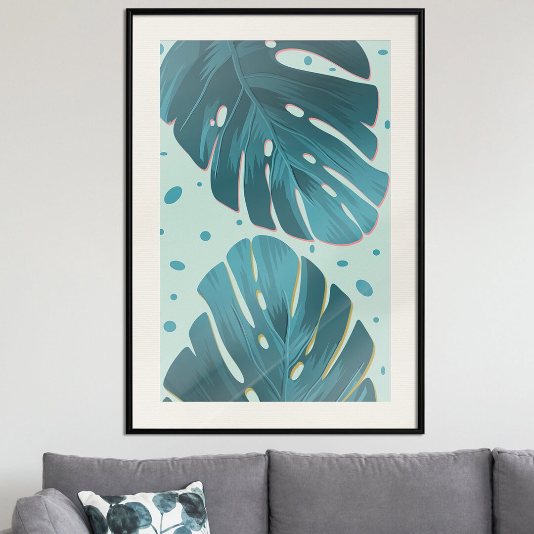 Gerahmter Grafikdruck Pastel Monstera Leaves