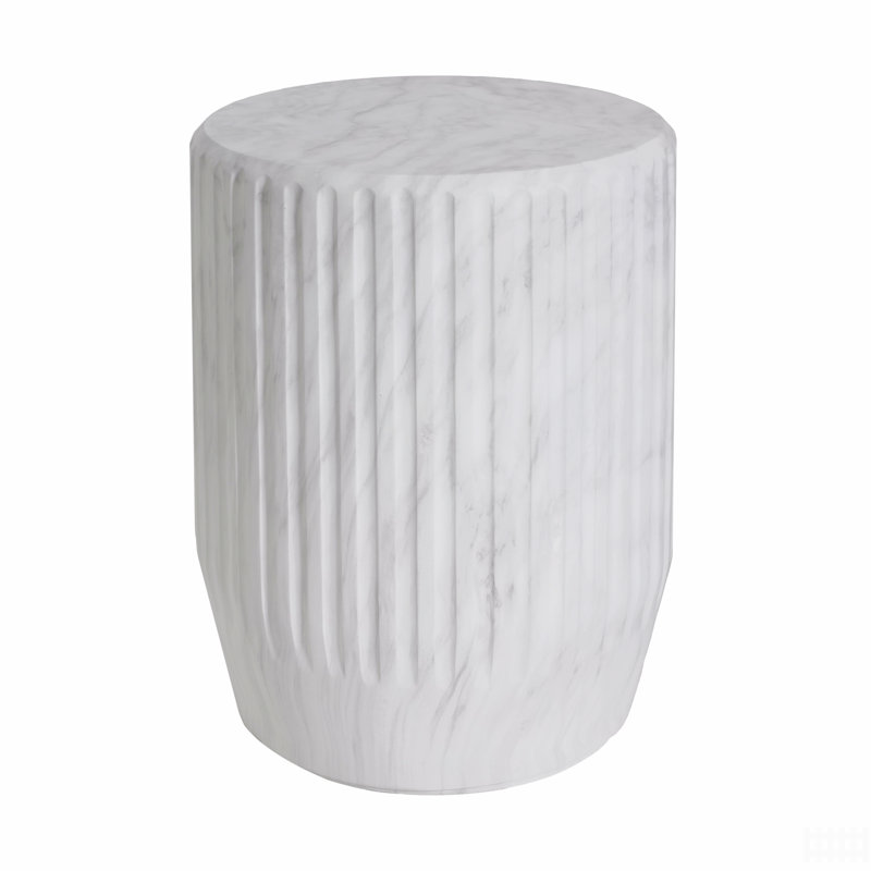 Outdoor Cicci Carved Side Table, White
