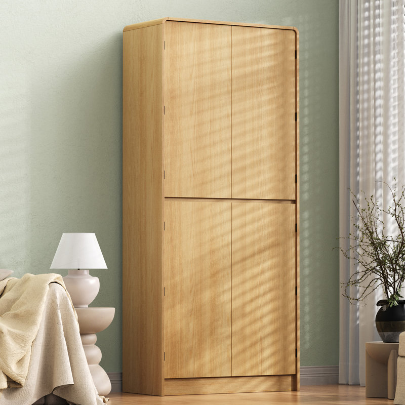 Armoire de cuisine 72 po H, armoire de rangement avec 3 tablettes réglables, 8 supports de porte et un tiroir caché (naturel)