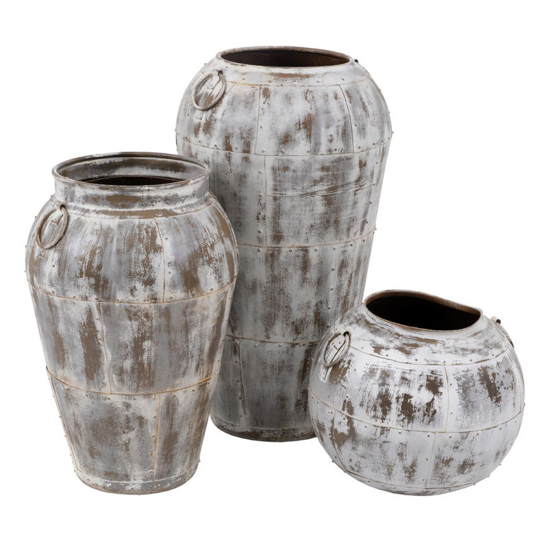 Arnasia Metal Floor Vase, 48cm H x 48cm W x 43cm D, White
