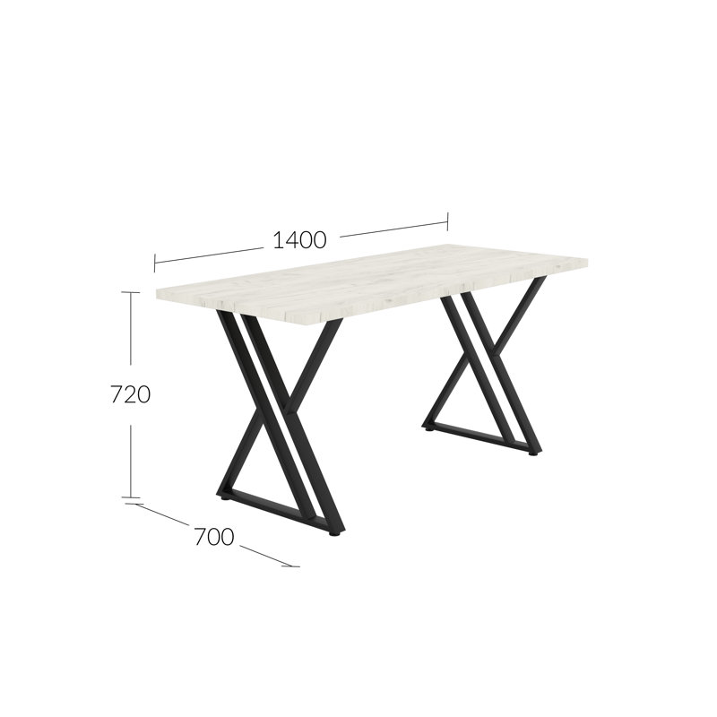 Metal Base Dining Table, 72cm H x 140cm W x 70cm D