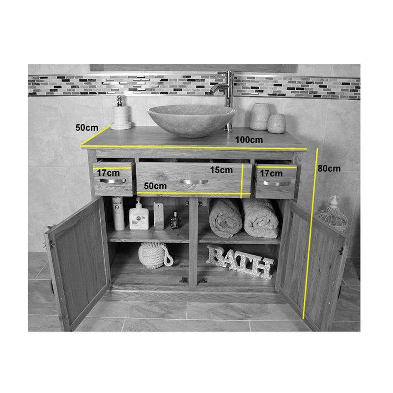 Ambarisha 1000mm Single Bathroom Vanity with Vessel Ceramic Basin, Grey