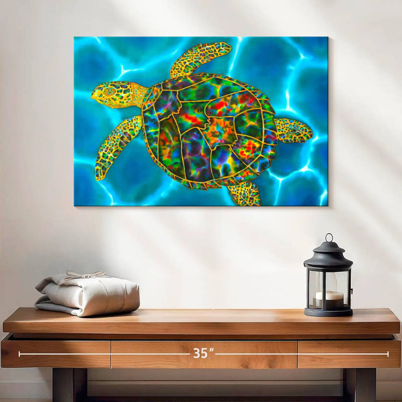 Rainbow Opal Sea Turtle, 32" H x 48" W