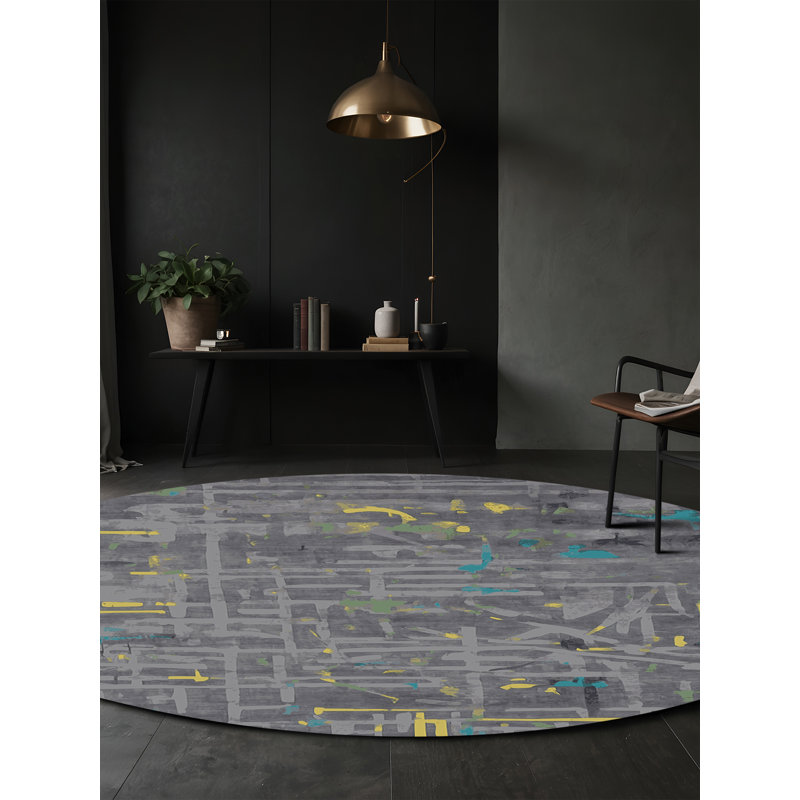 Tapis gris soyeux et moelleux, Rectangle 7 pi x 9 pi
