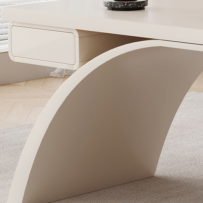 Bureau moderne crème avec travail spacieux, H 29,5 po x l 55,1 po x P 27,6 po