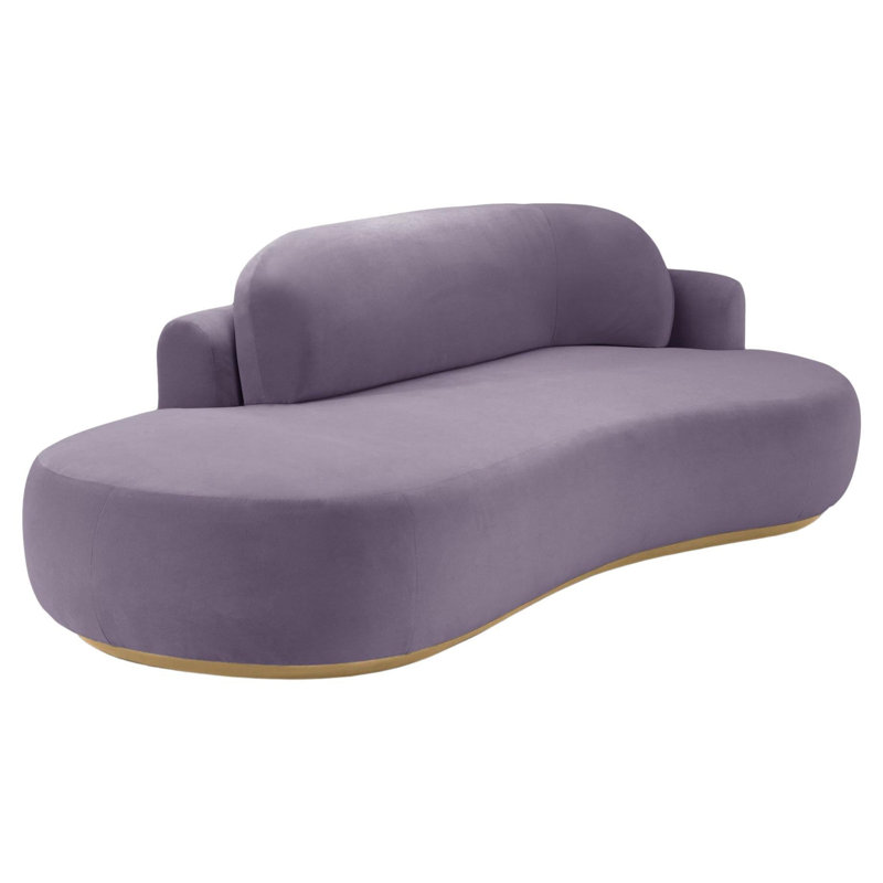 Canapé courbé sans accoudoirs de 96 po, Velours Paris Lavanda, Naturel