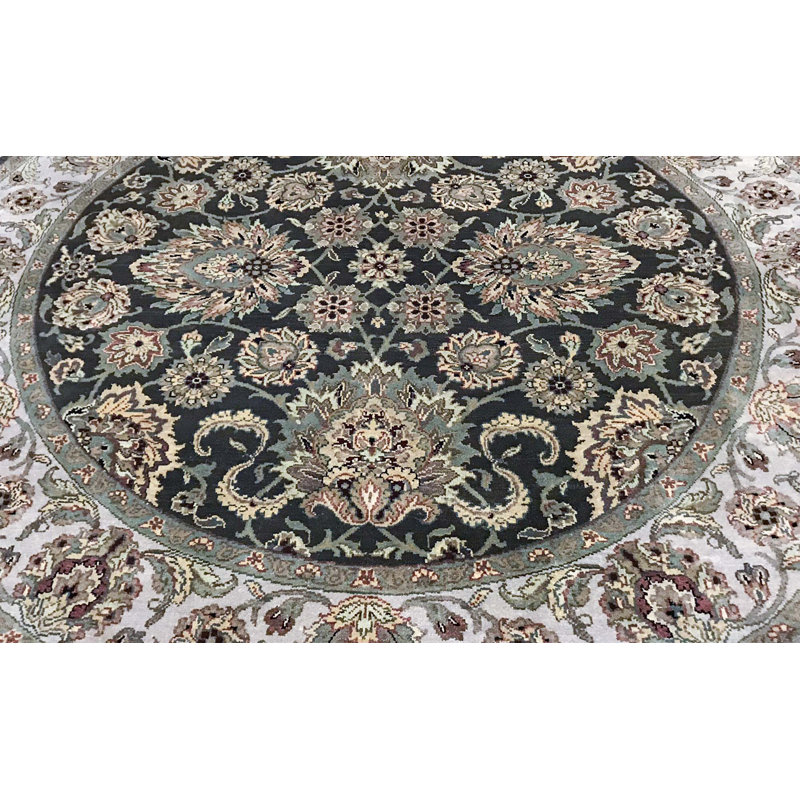 Tapis brun et ivoire de haute qualité noué à la main