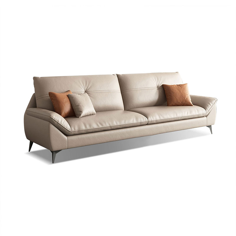 Canapé-coussin gris en cuir véritable standard, H 37,4 po x l 70,87 po x P 35,43 po