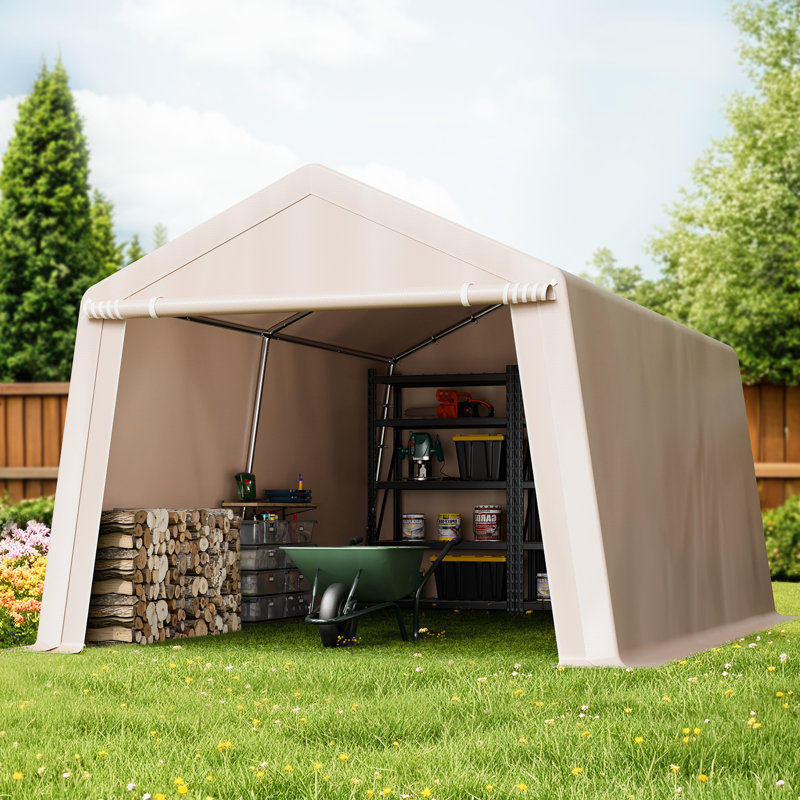 Abri de rangement extérieur, Beige, H 96 po x l 120 po x P 180 po