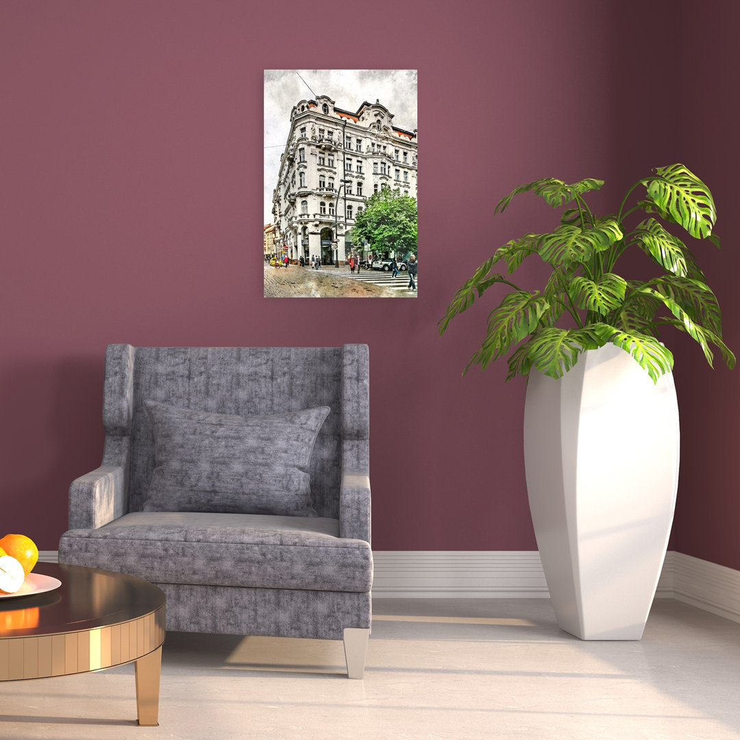 Ornate City Corner Classic Abstract Architecture City Wall Art Print
