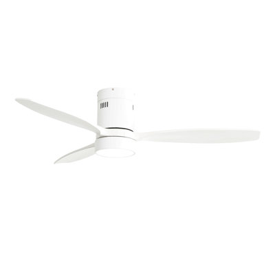 Ventilateur de plafond encastré en bois massif de 52 pouces avec moteur à courant continu réversible à télécommande à 6 vitesses pour la maison