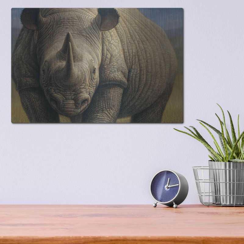 Bungalow Bungalow «Rhinos» par Dan Craig, art mural en métal, H 12 po x l 16 po