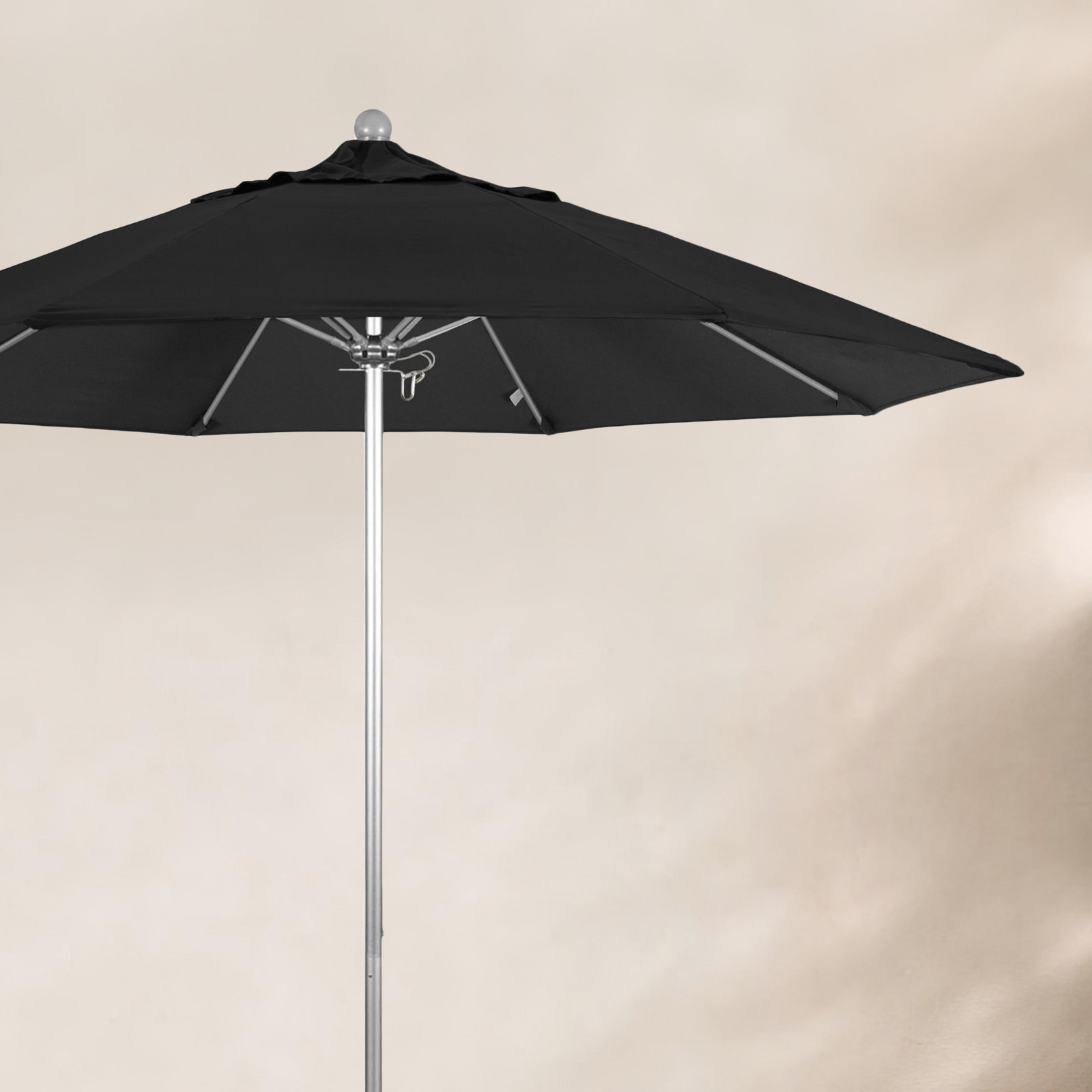 Maria 9' Sunbrella® Umbrella, Silver, Canvas Black Sunbrella® Canvas