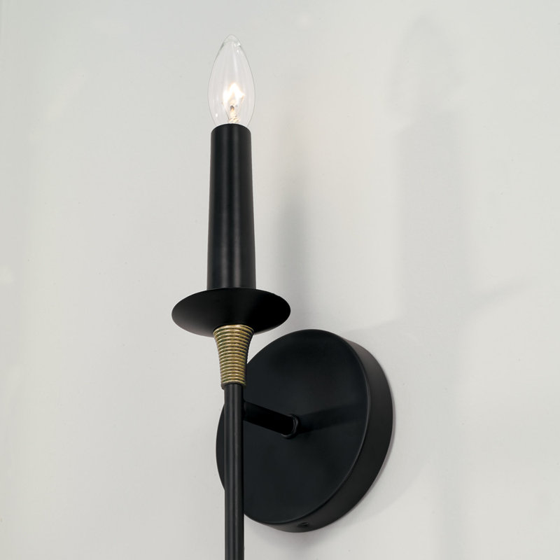 Matte Black and Brass Dimmable Wall Sconce