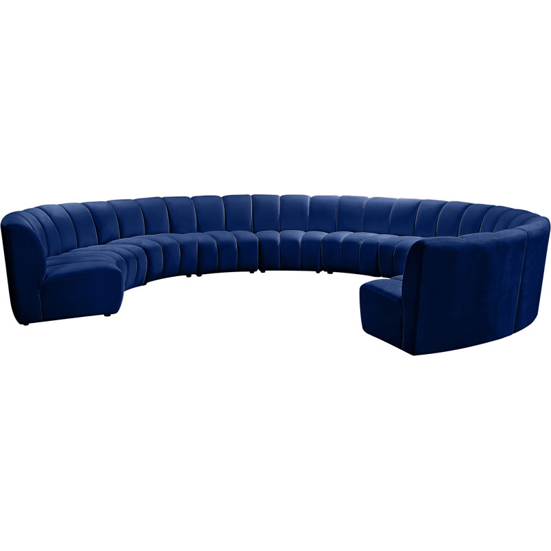 Canapé modulaire en velours Infinity, Velours bleu marine, 10 pièces