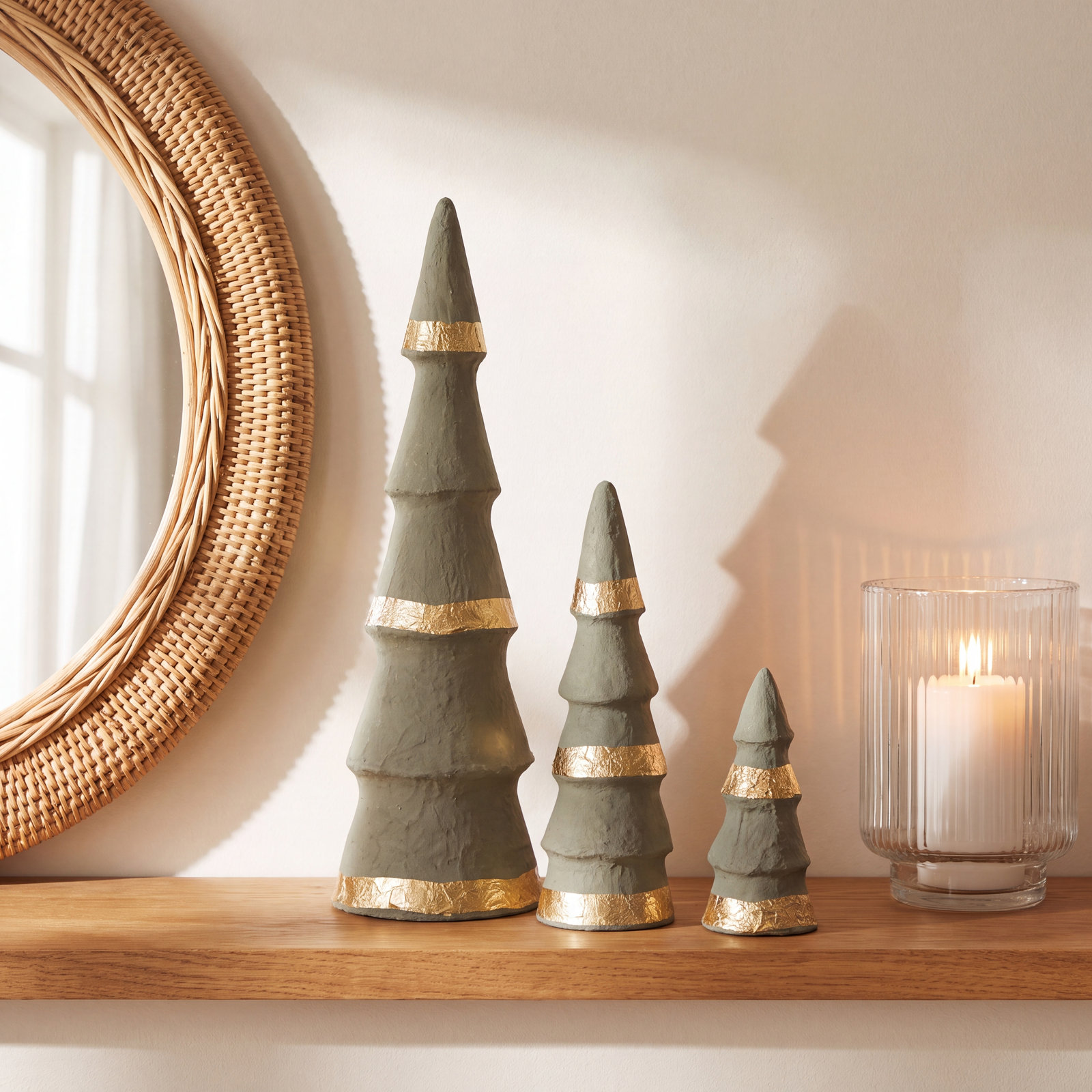 Tabletop Christmas Tree Set, Gray