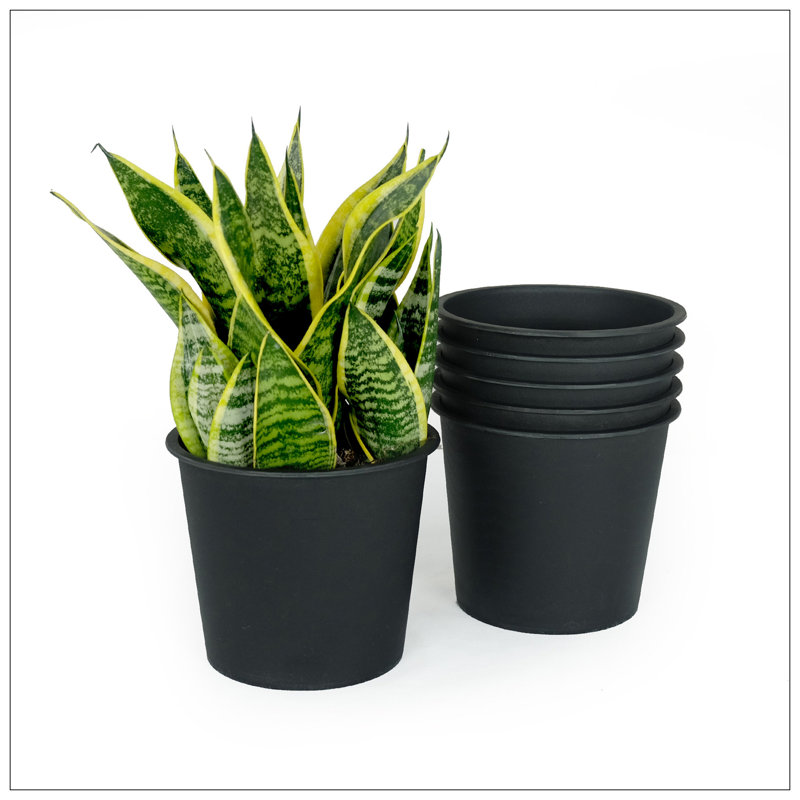 Round Nursery Plant Pot - Garden Plastic Pots With Drainage (5-Pack), 4.7" H x 5" W x 5" D